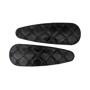 Quilted Leather Snap Clips Black